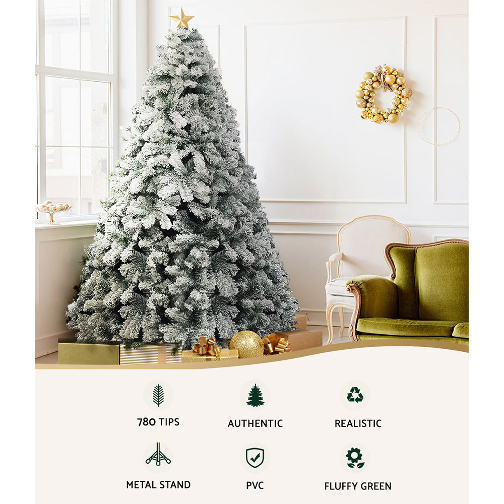 Jingle Jollys Christmas Tree 2.1m Snow Flocked Xmas Tree Decorations 780 Tips-SA_Metro