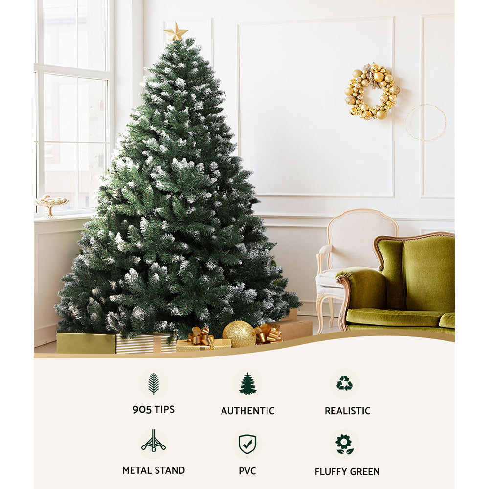 Jingle Jollys Christmas Tree 2.1m Snowy Xmas Tree Decoration 905 Tips-VIC_Metro