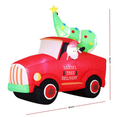 Jingle Jollys Christmas Inflatable Santa Truck 1.6M Height LED Decorations Illuminated