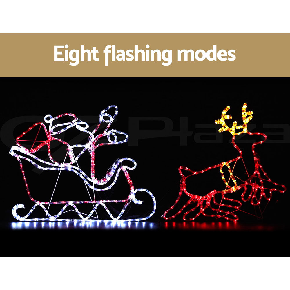 1X Christmas Lights Reindeer Sleigh 806 LED Decorations Jingle Jollys-NSW_Metro