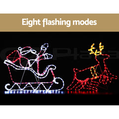 1X Christmas Lights Reindeer Sleigh 806 LED Decorations Jingle Jollys-ACT