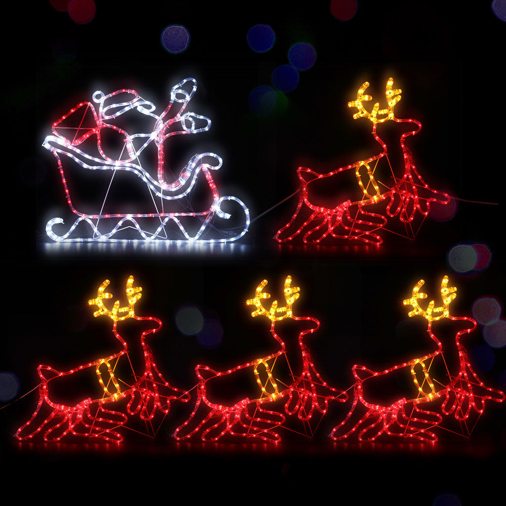 1X Christmas Lights Reindeer Sleigh 806 LED Decorations Jingle Jollys-NSW_Metro