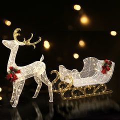 215 LED Christmas Lights Reindeer Sleigh Decorations Jingle Jollys-NT_Metro