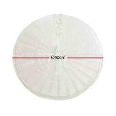 Jingle Jollys Christmas Tree Skirt 90cm Knitted Fabric Xmas Ornament Decor Beige