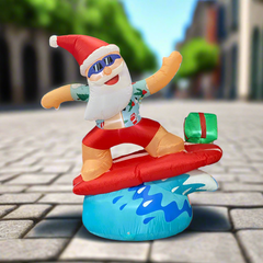 1.8m Inflatable Surfing Santa with LED Lights for Christmas Beach Decor-SA_Metro