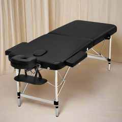 Zenses Massage Table 75cm Portable 2 Fold Aluminium Beauty Bed Black-TAS_Rural