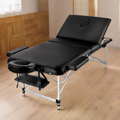 Zenses Massage Table 75cm Portable 3 Fold Aluminium Beauty Bed Black-SA_Rural