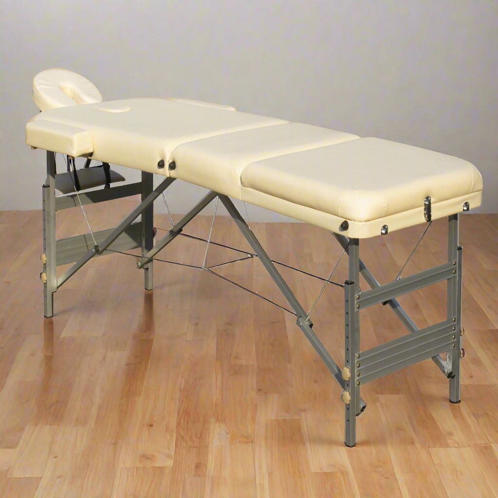 YES4HOMES 3 Fold Portable Aluminium Massage Table Massage Bed Beauty Therapy Beige-SA_Metro