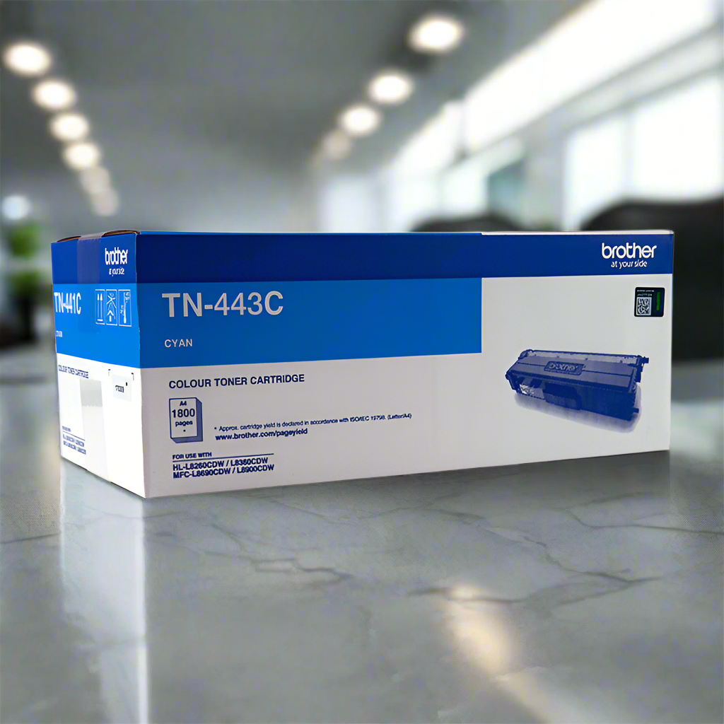 BROTHER TN-443C Colour Laser Toner - High Yield Cyan - to suit HL-L8260CDN/8360CDW MFC-L8690CDW/L8900CDW - 4,000 Pages