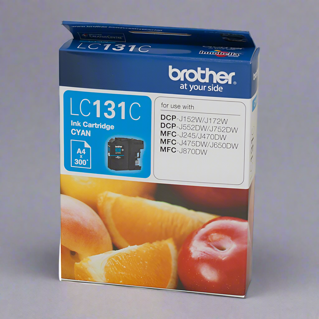 Brother LC-131C Cyan Ink Cartridge - to suit DCP-J152W/J172W/J552DW/J752DW/MFC-J245/J470DW/J475DW/J650DW/J870DW - up to 300 pages