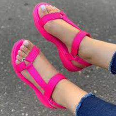 Large Size Women Daily Open Toe Soft Strappy Hook Loop Flat Sandals