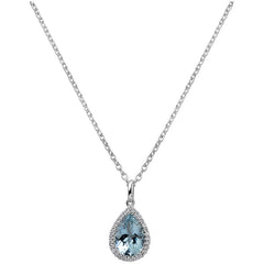 18KT White Gold Aquamarine And Diamond Pendant