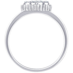 18KT White Gold 0.18ctw Diamond Cluster Heart Ring