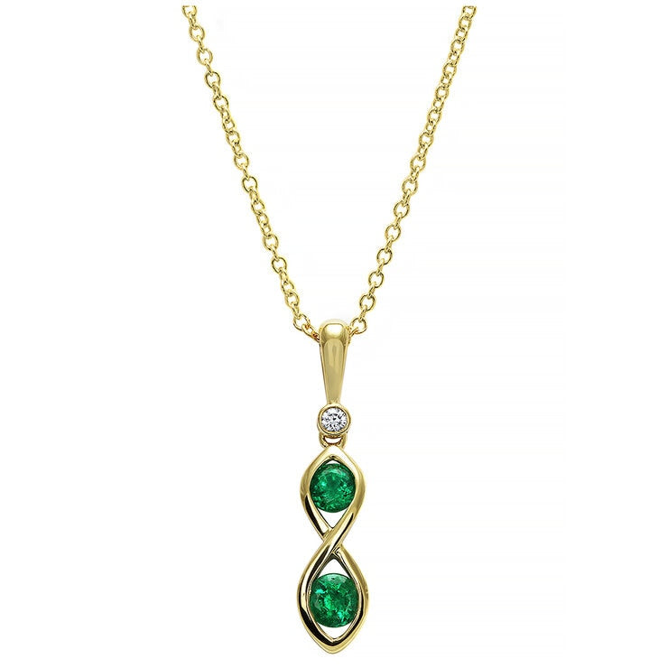 18KT Yellow Gold Lab Emerald And Diamond Pendant