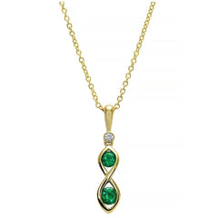 18KT Yellow Gold Lab Emerald And Diamond Pendant