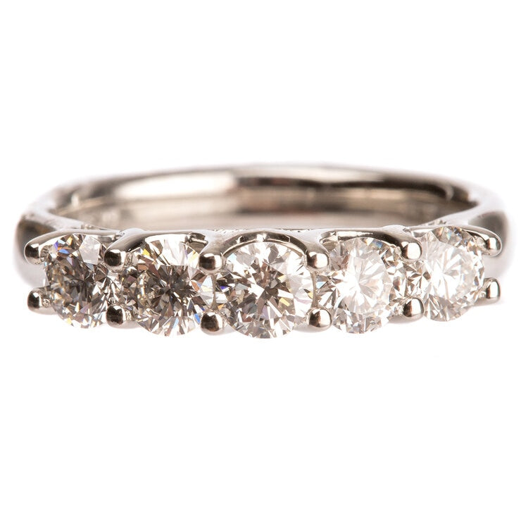 Platinum 1.00ctw Diamond 5 Round Stone Ring - Smartyez