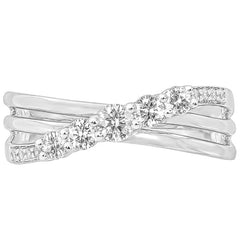 18KT White Gold 0.50ctw Round Diamond Wave Ring