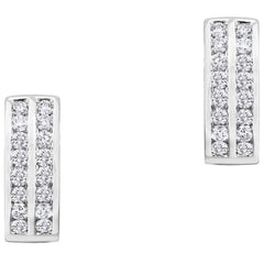 18KT White Gold 0.67ctw Round Diamond Two Row Earrings