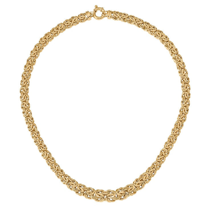 18KT Yellow Gold Graduating Byzantine Chain
