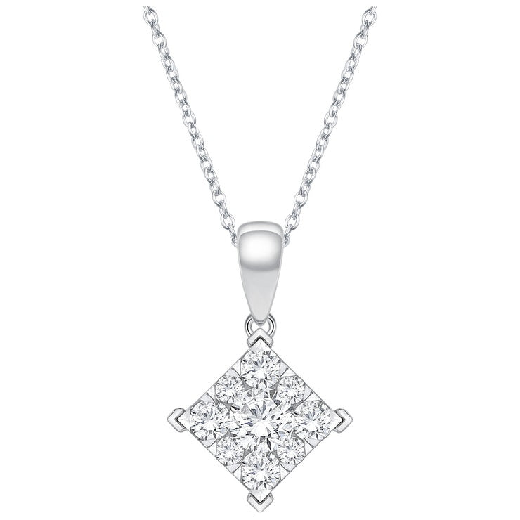 18KT White Gold 0.25ctw Diamond Square Shape Pendant