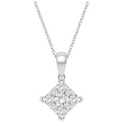 18KT White Gold 0.25ctw Diamond Square Shape Pendant