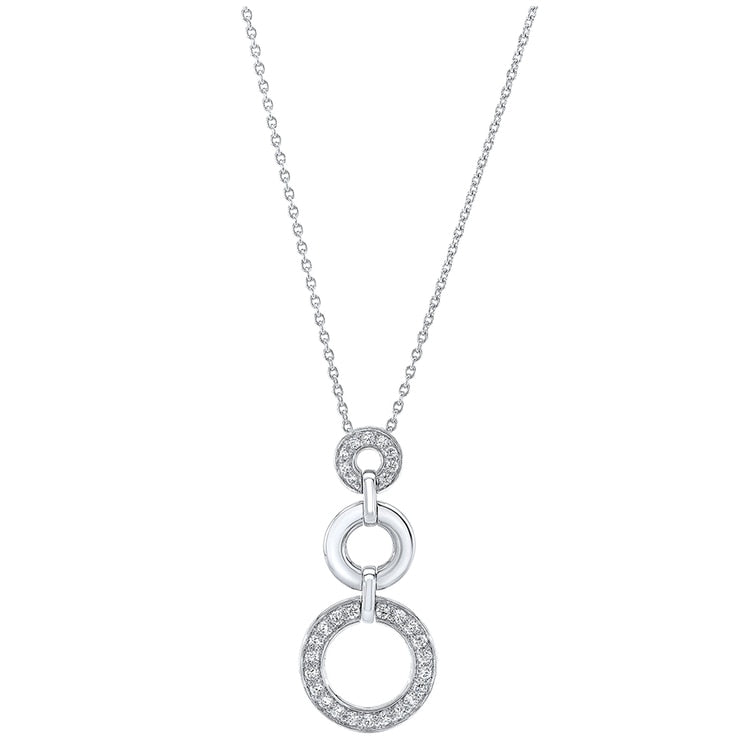 18KT White Gold 0.31ctw Round Diamond Three Circle Pendant