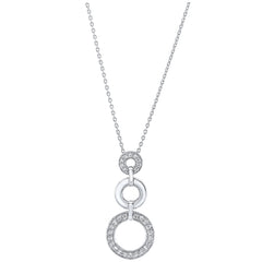 18KT White Gold 0.31ctw Round Diamond Three Circle Pendant