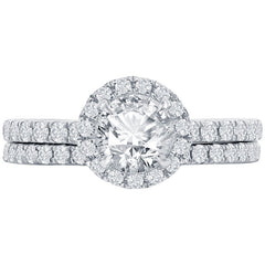 18KT White Gold 0.73ctw Round Centre Diamond Ring Set