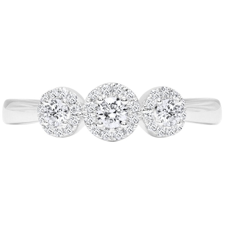 18KT White Gold 0.36ctw 3 Stone Cluster Diamond Ring