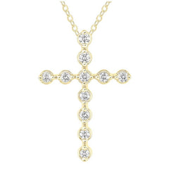 18KT Yellow Gold 0.50ctw Round Diamond Cross Pendant