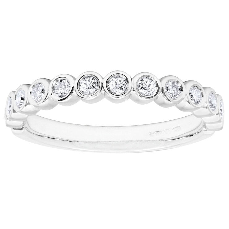 18KT White Gold 0.27ctw Diamond Rubover Setting Ring