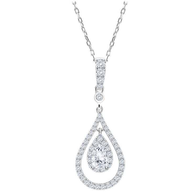 18KT White Gold 0.85ctw Diamond Teardrop Pendant