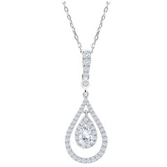 18KT White Gold 0.85ctw Diamond Teardrop Pendant