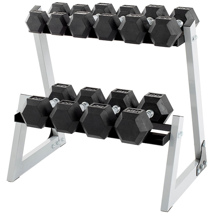 Weider Rubber Hex Dumbbell 80kg Set With Rack
