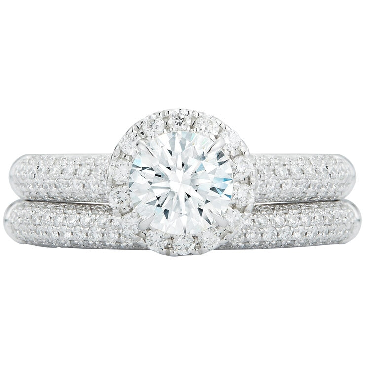 18KT White Gold 1.38ctw Diamond Bridal Set With 0.80ctw Centre