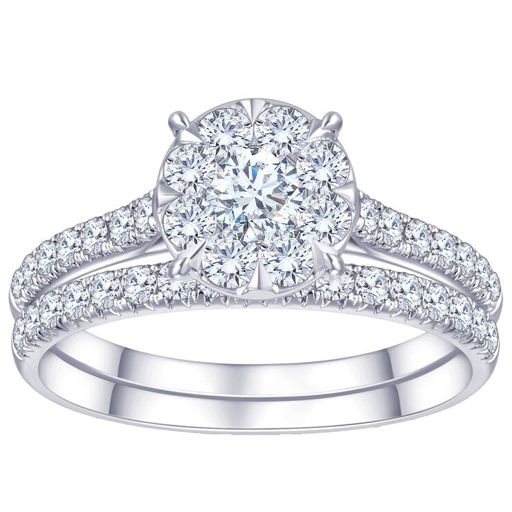 18KT White Gold 1.20ctw Diamond Ring With 0.30ctw Centre