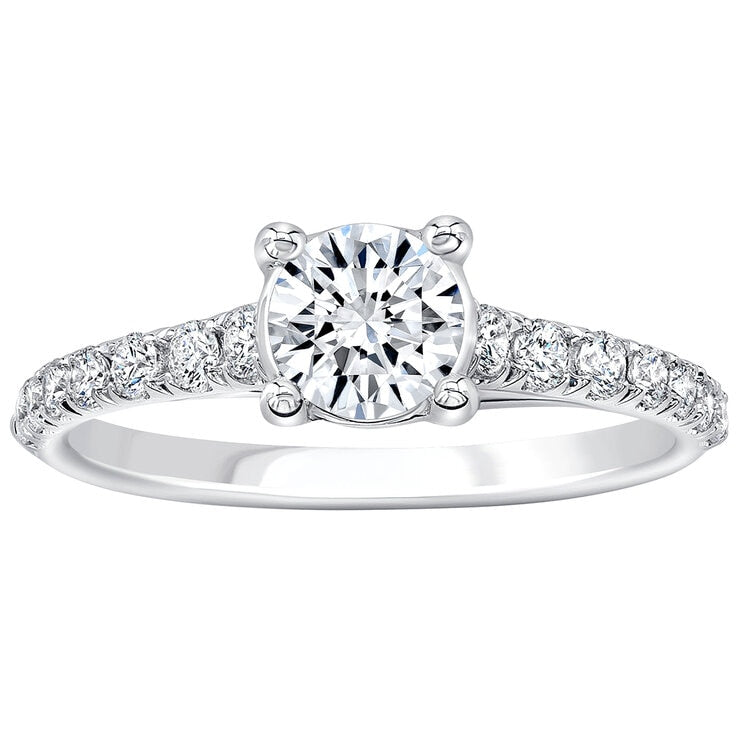 18KT White Gold 0.78ctw Diamond Ring With 0.50ctw Centre Stone