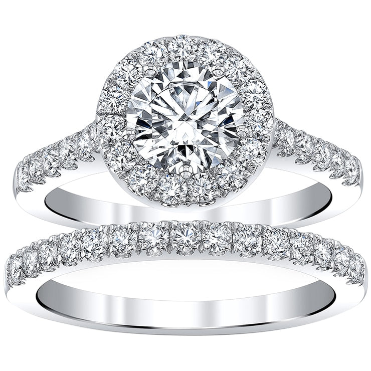 18KT White Gold 2.16ctw Diamond Bridal Set With 1.00ctw Centre Ring