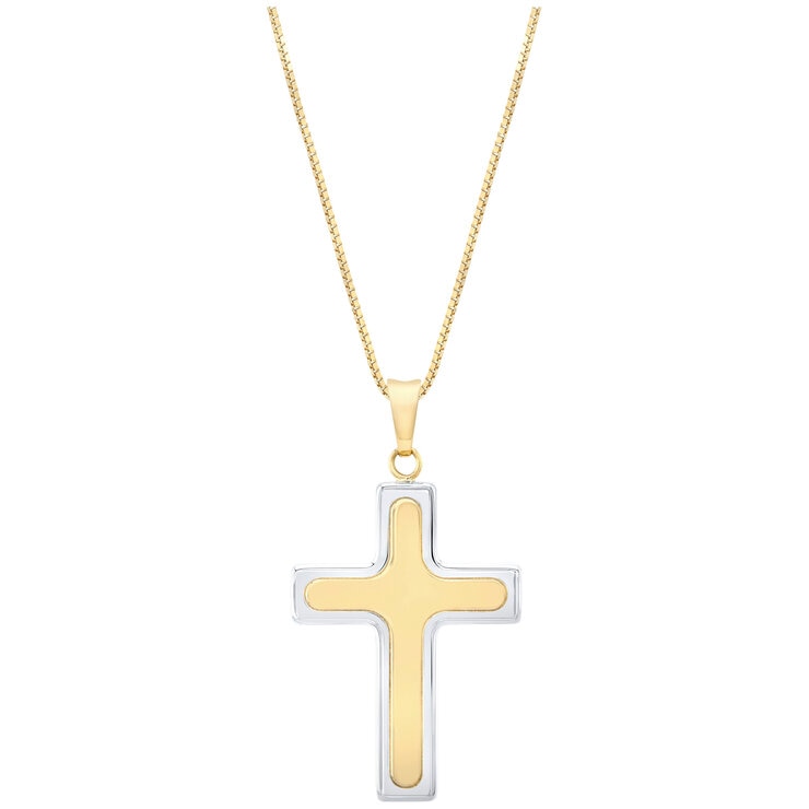 14KT Two Tone Gold Cross Pendant