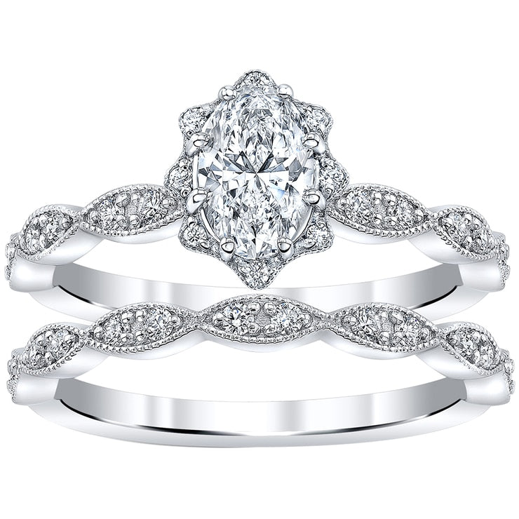 18KT White Gold 1.00ctw Diamond Bridal Ring Set