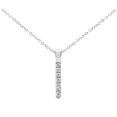 18KT White Gold 0.22ctw Round Diamond Set Bar Pendant