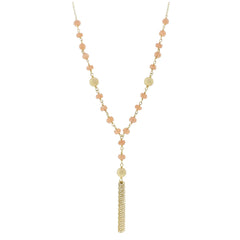 14KT Yellow Gold Peach Moonstone Gold Link Necklace 17"