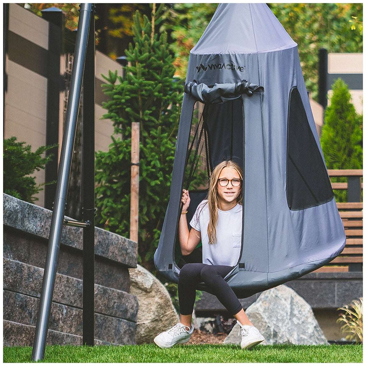 gobaplay TitanFlex Swing Set with Saucer Tent Swing