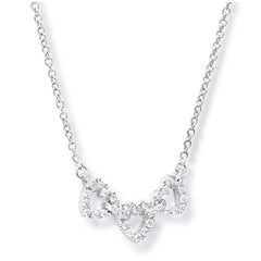 18KT White Gold 0.19ctw Triple Heart Diamond Set Necklace