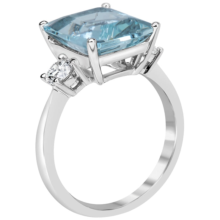 18KT White Gold Aquamarine And Diamond Ring