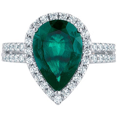 18KT White Gold Lab Emerald And 0.59ctw Diamond Ring