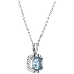 18KT White Gold Aquamarine And Diamond Pendant