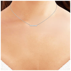 18KT White Gold 0.37ctw Round Diamond Bar Necklace