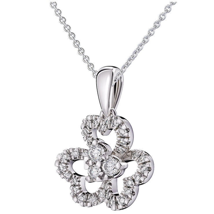 18KT White Gold 0.25ctw Round Brilliant Cut Diamond Clover Pendant