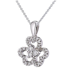 18KT White Gold 0.25ctw Round Brilliant Cut Diamond Clover Pendant